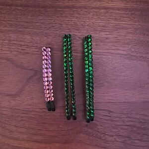 Handmade Green & Pink Austrian Crystal Bobby Pin Set